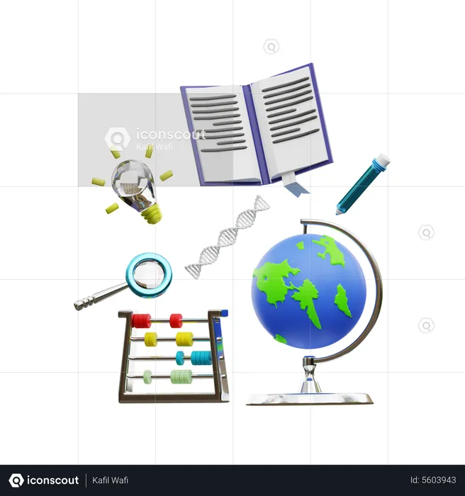 Estudio geográfico  3D Illustration