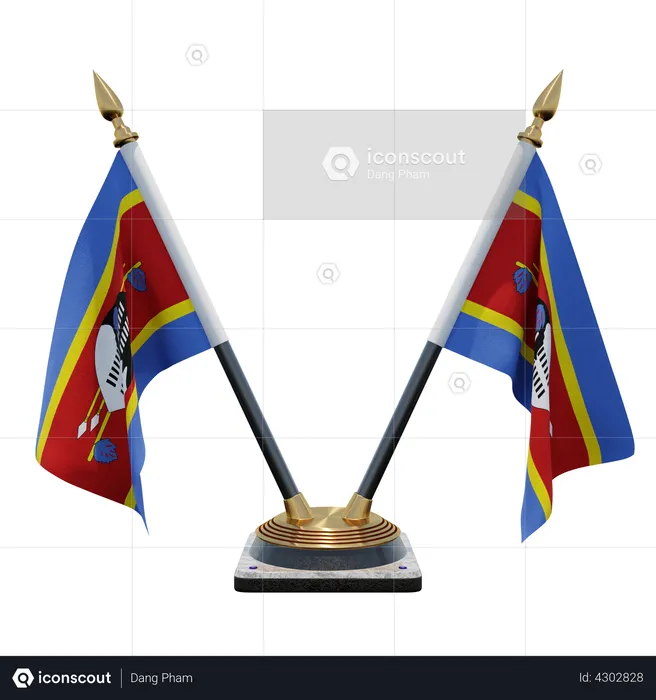 Soporte de bandera de escritorio doble de Eswatini Flag 3D Flag