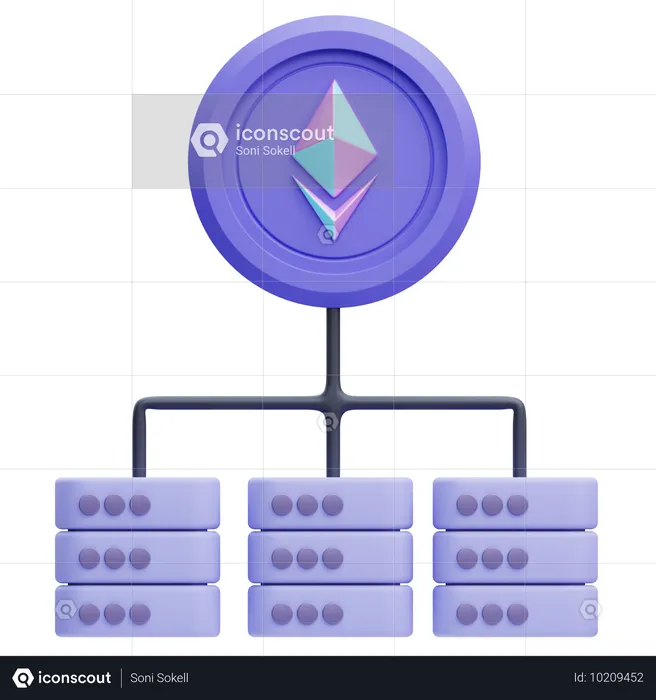 이더리움 블록체인  3D Icon