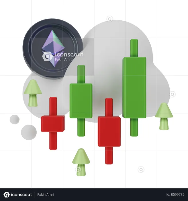 Ethereum Candle Stick  3D Icon