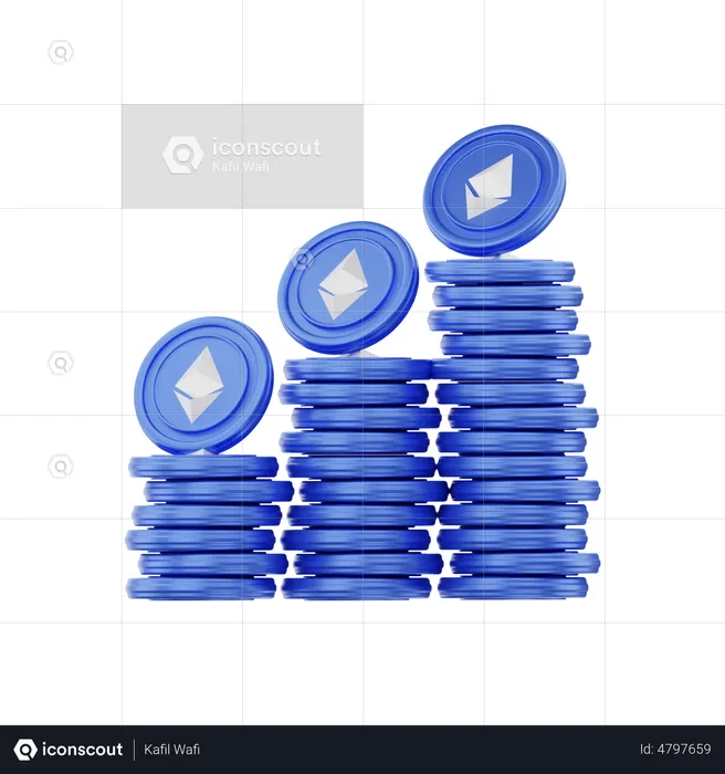 Ethereum Coin Stack  3D Illustration