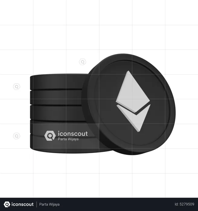 Ethereum Coin Stack  3D Icon