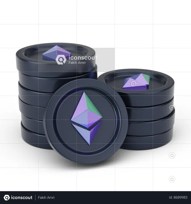 Ethereum Coins  3D Icon