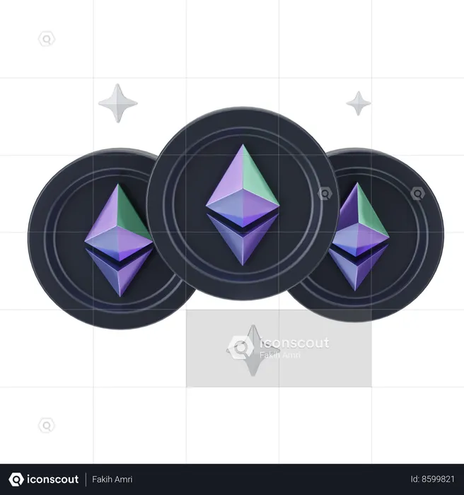 Ethereum Coins  3D Icon