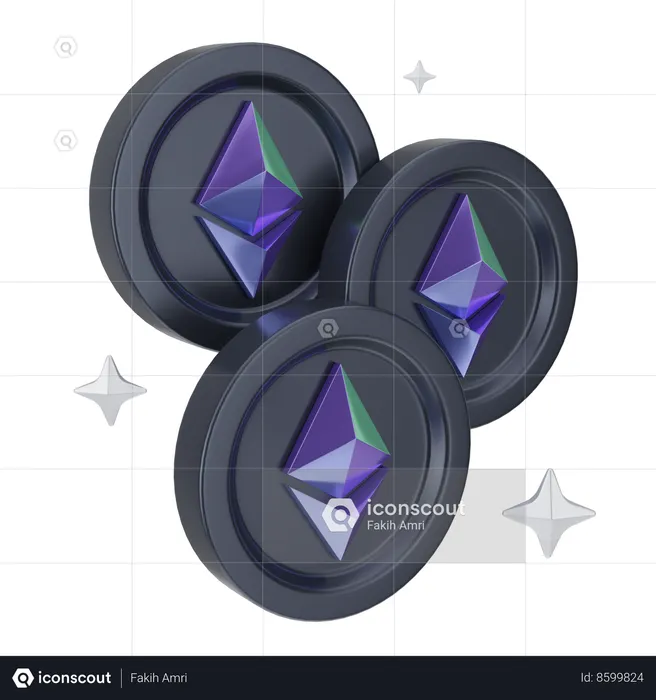 Ethereum Coins  3D Icon