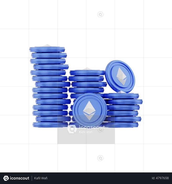 Ethereum Coins  3D Illustration