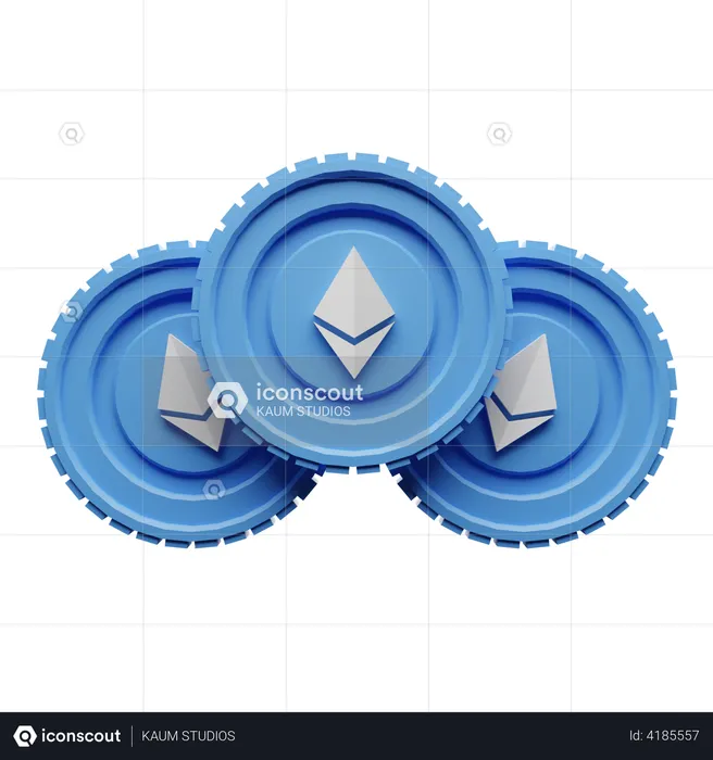 Ethereum Coins  3D Illustration