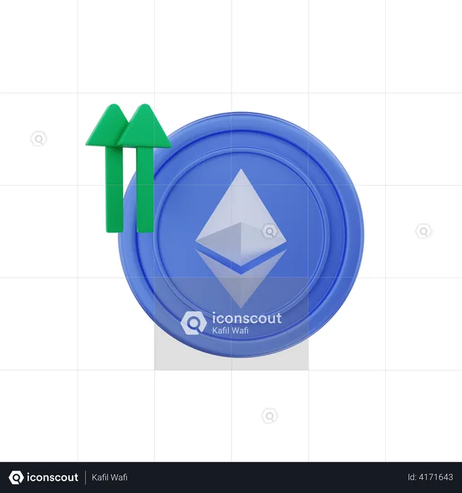 Ethereum Crypto Coin Trend Up Arrow  3D Illustration