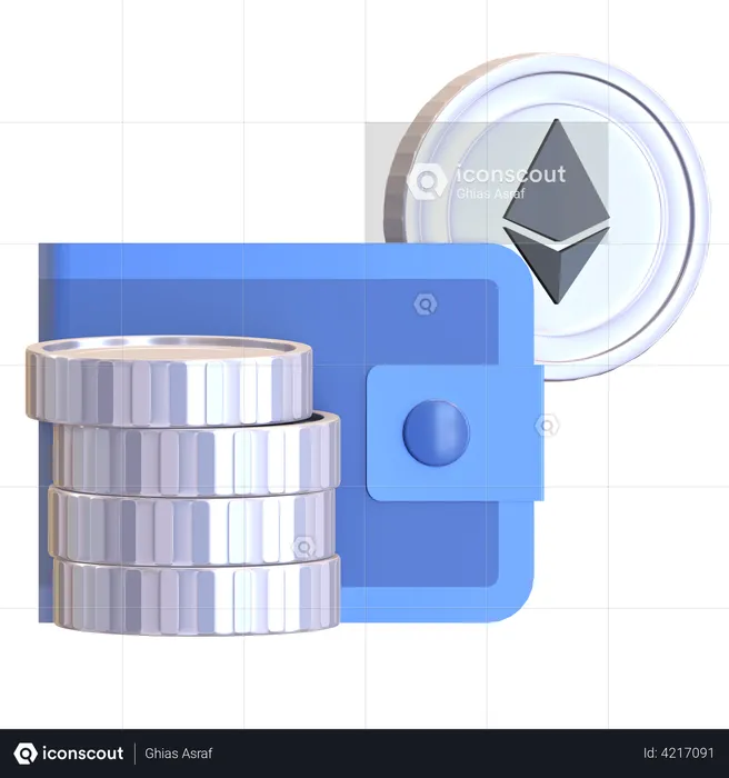 Ethereum Digital Wallet  3D Illustration