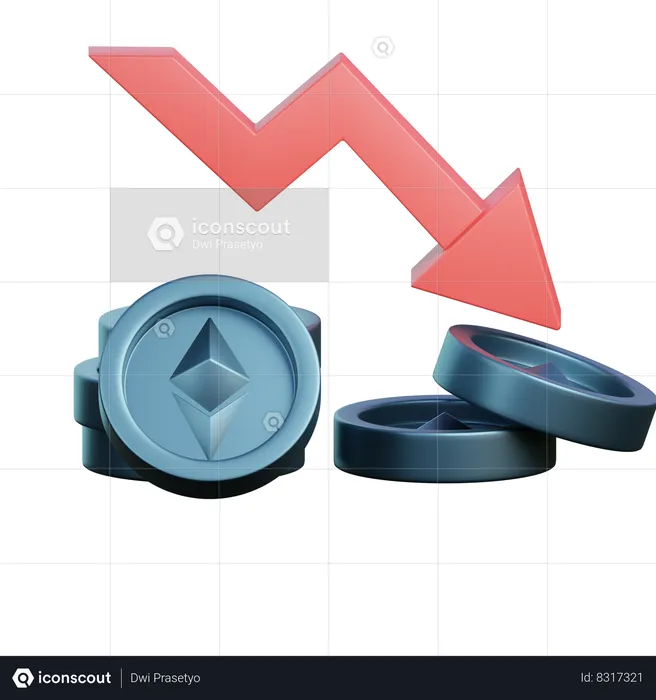 Ethereum Down  3D Icon