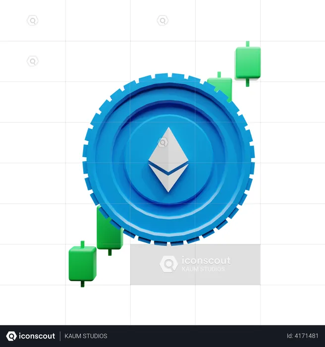 Ethereum-Gewinndiagramm  3D Illustration