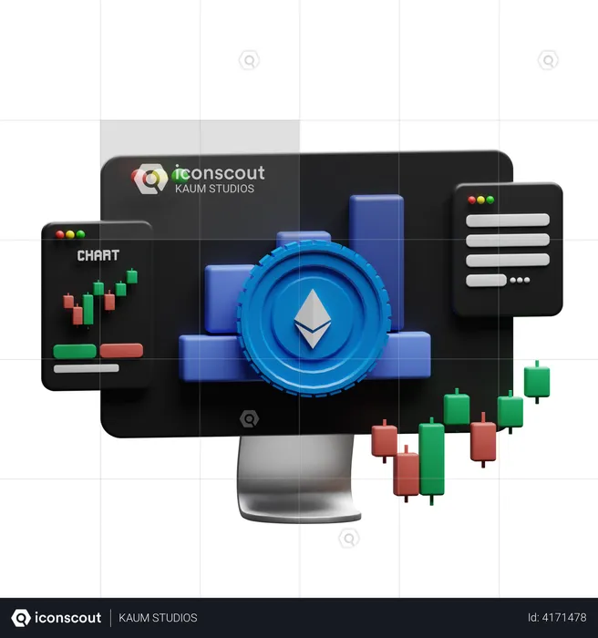 Ethereum-Handelswebsite  3D Illustration