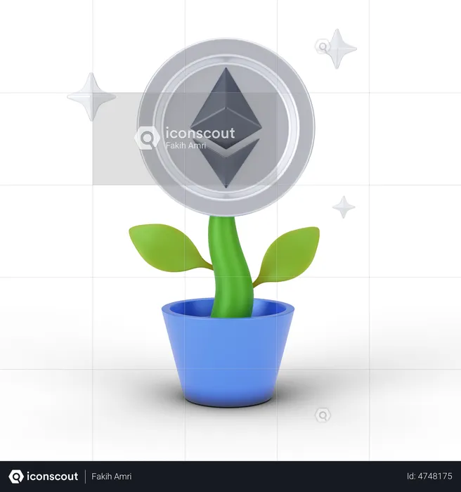 Ethereum Investment Plant  3D Illustration