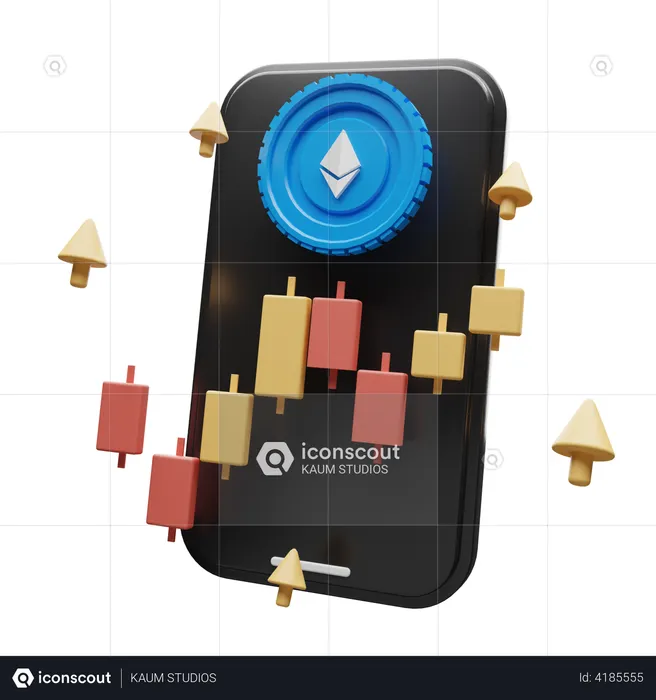 Ethereum Krypto App  3D Illustration