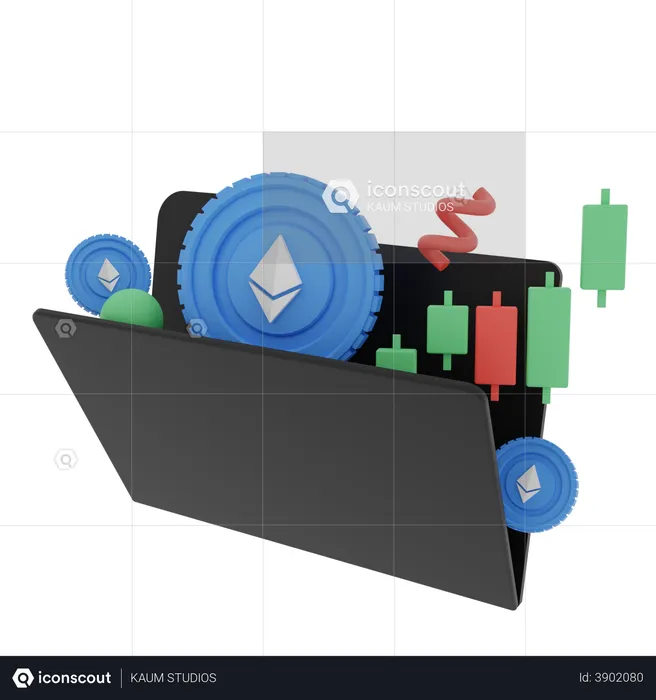 Ethereum Crypto Ordner  3D Illustration