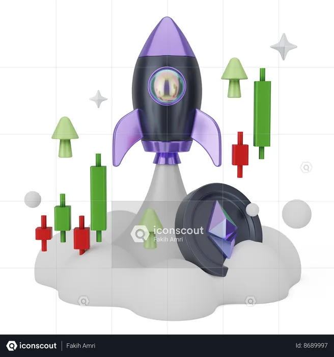 Ethereum Launching  3D Icon