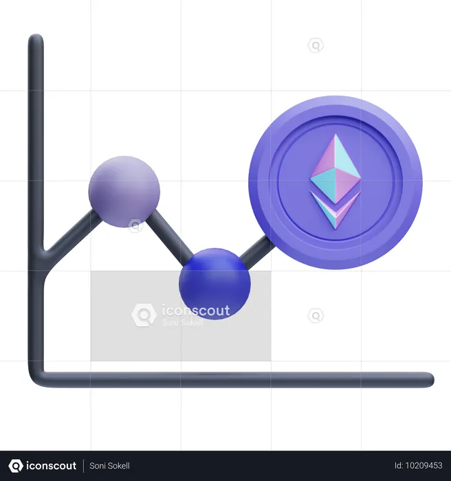 Ethereum Line Chart  3D Icon