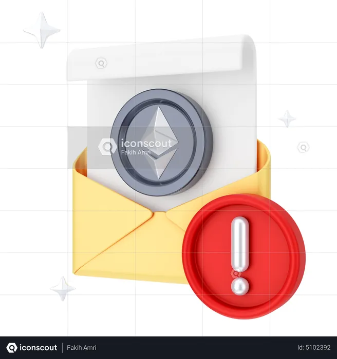 Ethereum Mail Alert  3D Icon