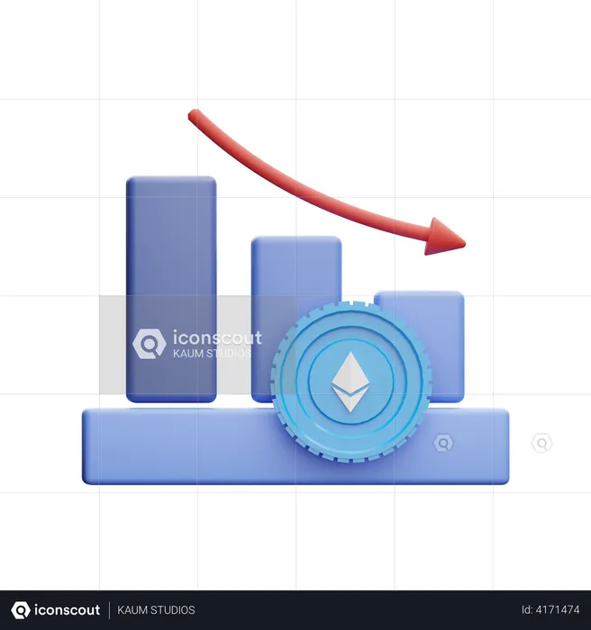 Ethereum Negative Chart  3D Illustration