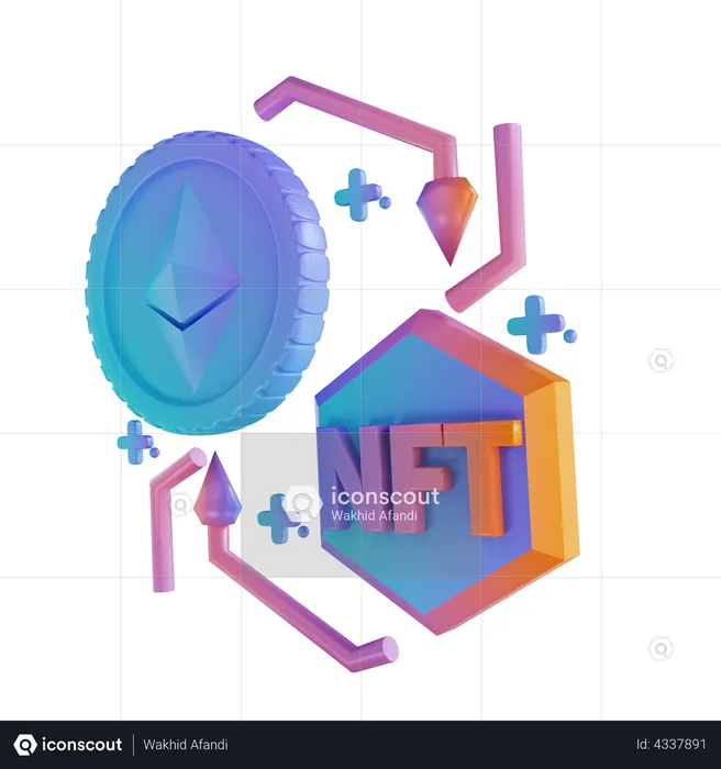 Achat Ethereum NFT  3D Illustration