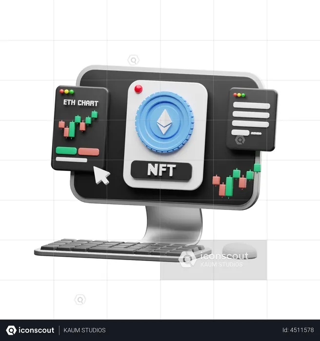 Ethereum NFT Trading  3D Illustration