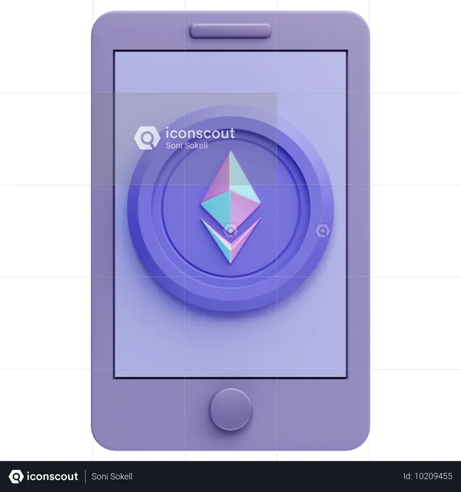 Ethereum on Smartphone  3D Icon