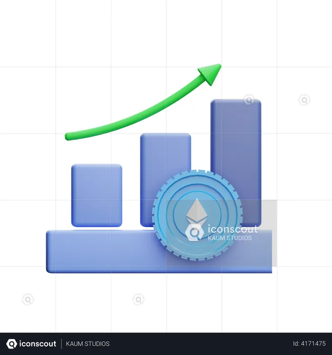 Ethereum Positive Chart  3D Illustration