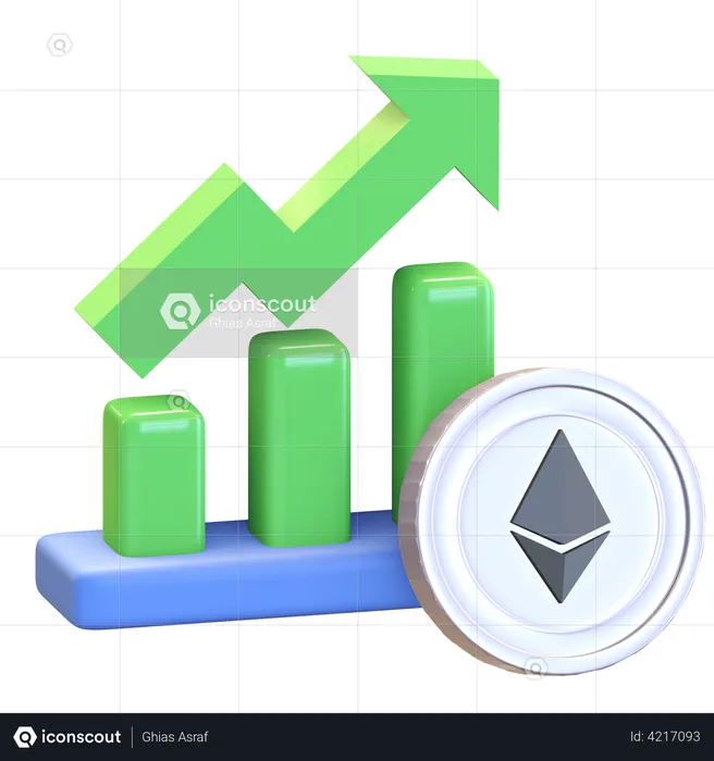 Ethereum Positive Chart  3D Illustration