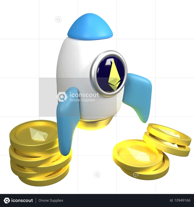 Ethereum-Rakete  3D Icon