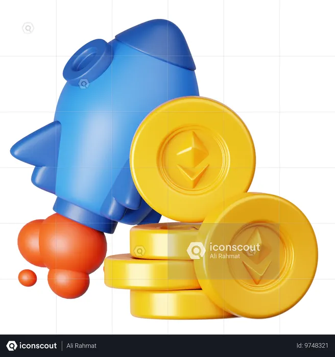 Ethereum-Rakete  3D Icon