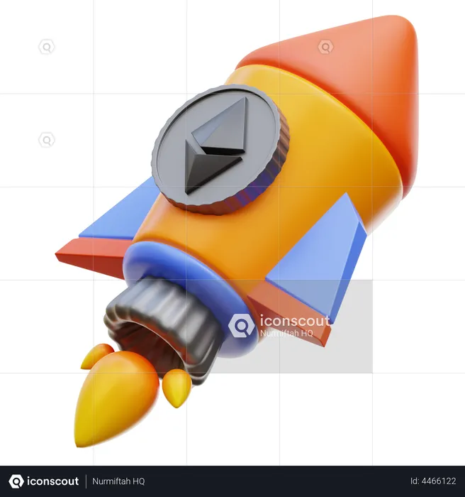 Ethereum Rocket  3D Illustration