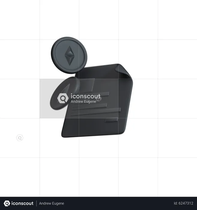 Ethereum smart contract dark clay  3D Icon