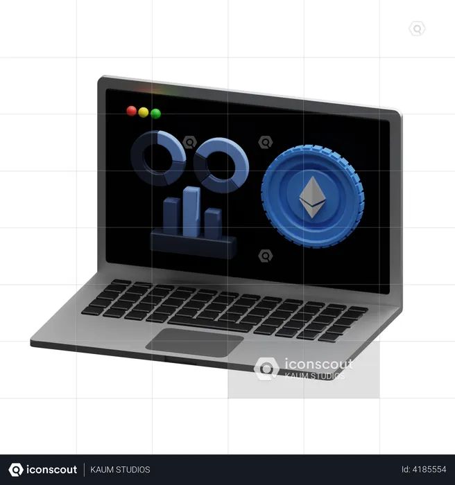 Ethereum Stats Laptop  3D Illustration