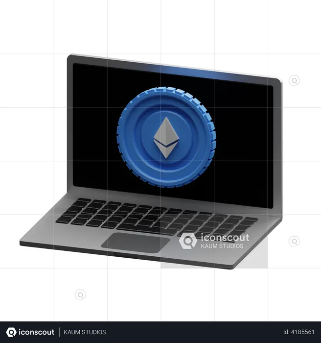 Ethereum Trading Laptop  3D Illustration