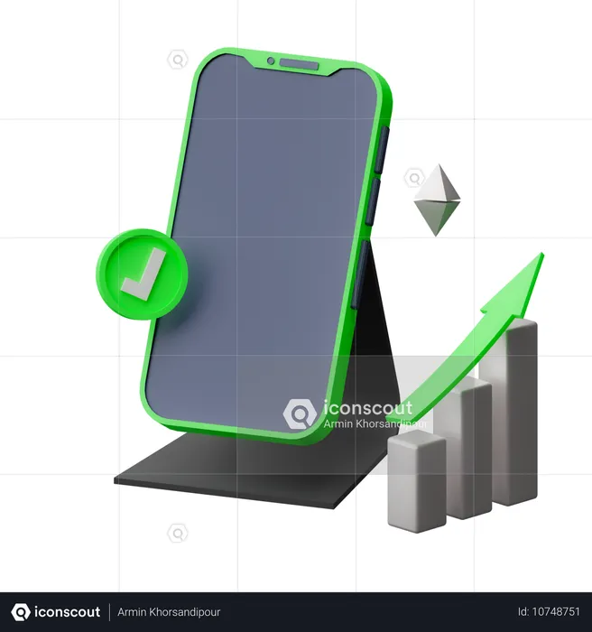 Wachstum von Ethereum  3D Icon