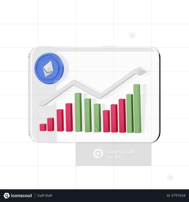 Ethereum-Wachstumsdiagramm  3D Illustration