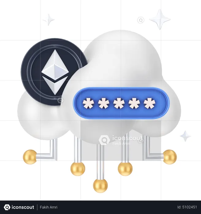 Etherum Cloud Security  3D Icon