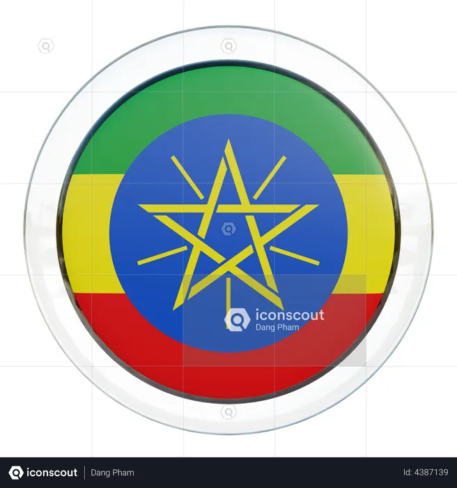 Ethiopia Flag Glass Flag 3D Illustration