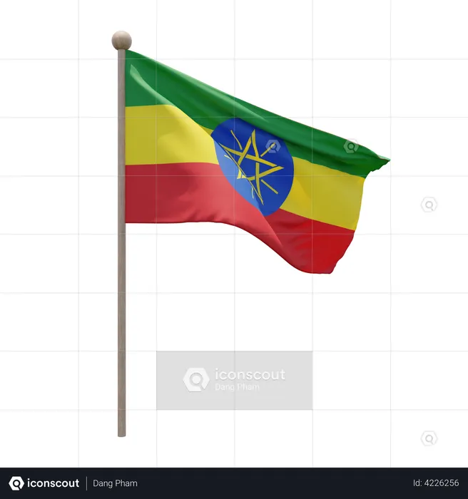 Ethiopia Flag Pole  3D Flag