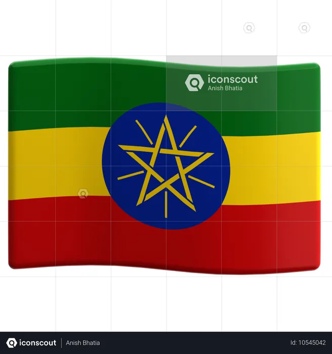 Ethiopie Flag 3D Icon