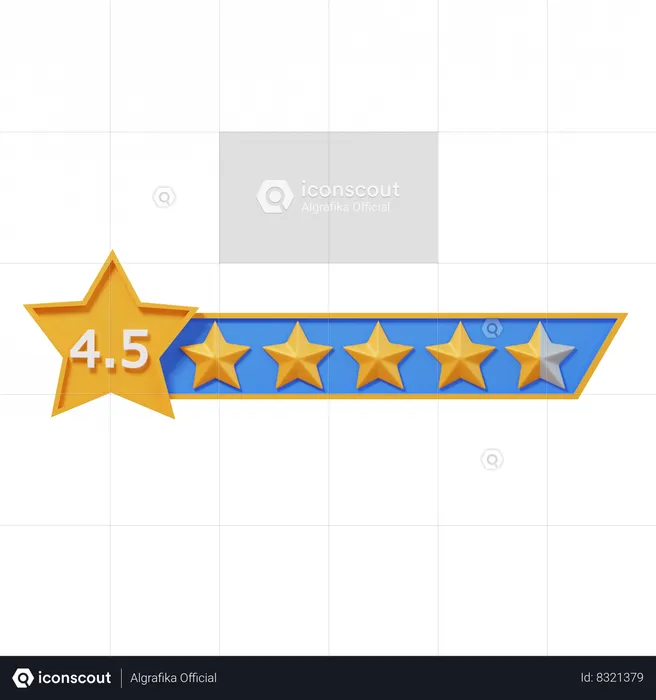 Etiqueta de calificación de cuatro puntos y cinco estrellas  3D Icon