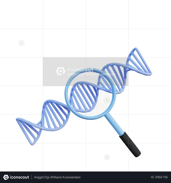 Étudier l'ADN à la loupe  3D Illustration