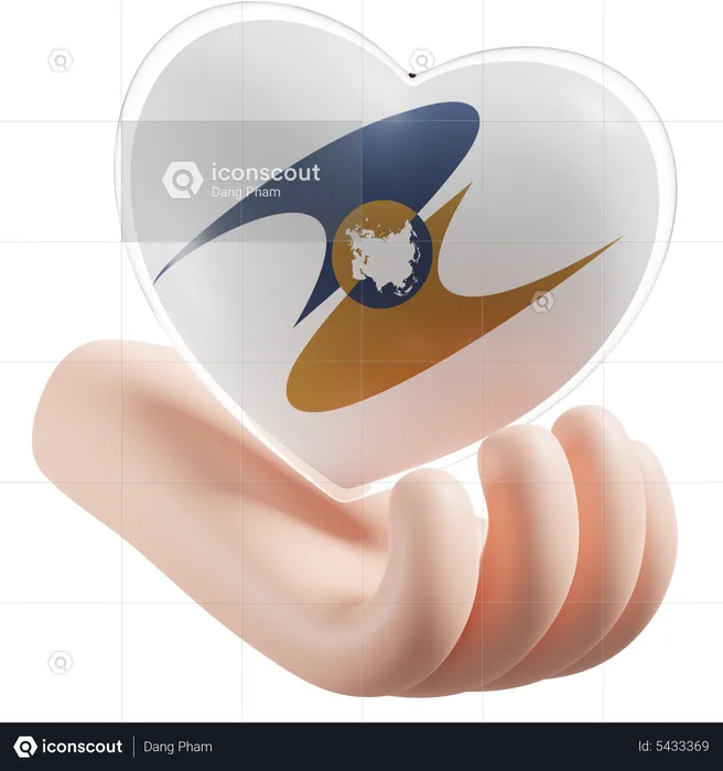 Eurasian Economic Union Flag Heart Hand Care Flag 3D Icon