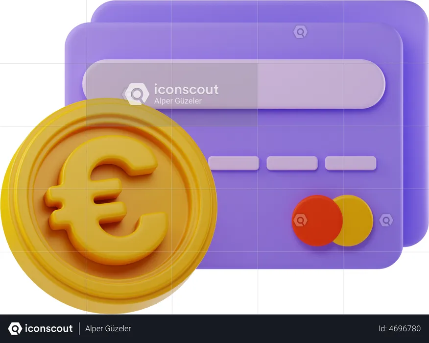Euro And Bank Card  3D Illustration