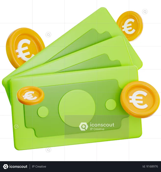 Argent en euros  3D Icon