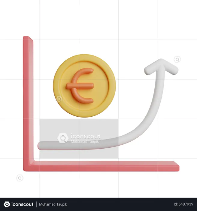 Beneficio en euros  3D Icon