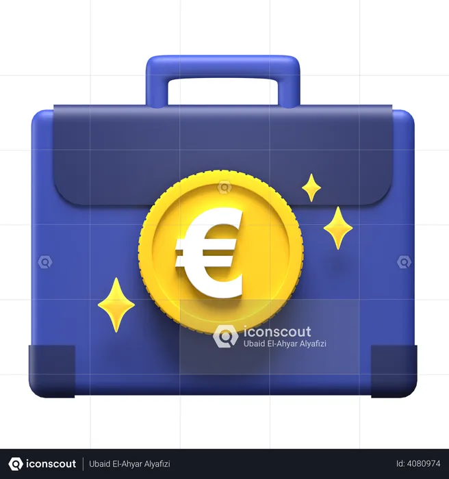 Euro Briefcase  3D Illustration