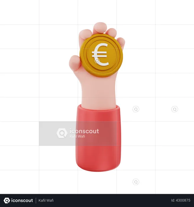 Euro coin holding  3D Illustration