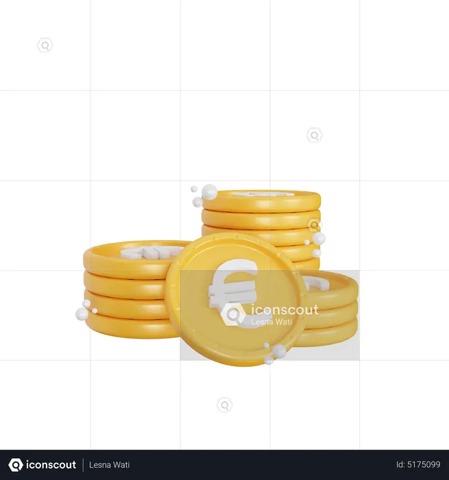 Euro Coin Stack  3D Icon