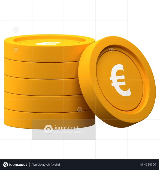 Euro Coin Stack  3D Illustration